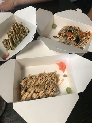 Caterpillar, volcano, spicy krab   at House of Vegano in St Petersburg