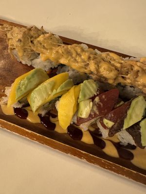 King Krab roll (top) and Rainbow Roll (bottom)  at House of Vegano in St Petersburg