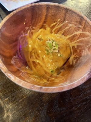 Tahini smothered dumplings  at House of Vegano in St Petersburg