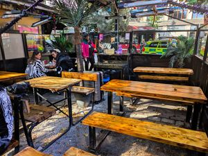 Outdoor seating at Mae Thai Mariatorget at Mae Thai in Stockholm