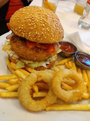 Veggie burger (not great tbh) at Intergalactic Diner in Belgrade