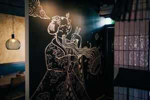 More incredible, hand painted Japanese artwork. at Bonsai Plant Kitchen in Brighton