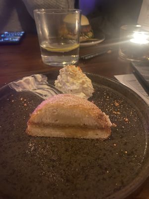 Deep fried bao bun with butterscotch sauce   at Bonsai Plant Kitchen in Brighton