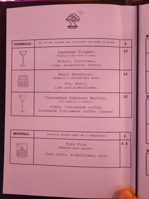 Cocktails and mocktails at Bonsai Plant Kitchen in Brighton