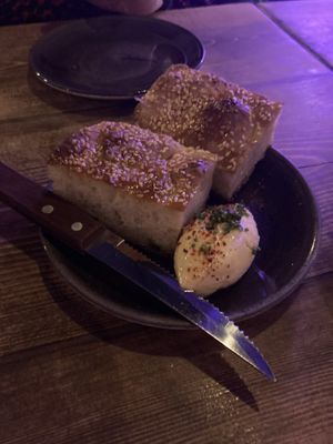 Bread and miso butter from the specials board  at Bonsai Plant Kitchen in Brighton