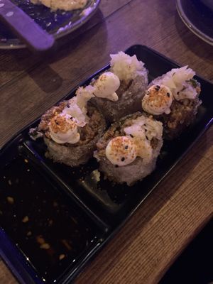 'Pork’ spring rolls  at Bonsai Plant Kitchen in Brighton
