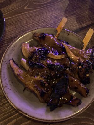 Mushroom skewers  at Bonsai Plant Kitchen in Brighton