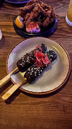 Lamb skewers at Bonsai Plant Kitchen in Brighton