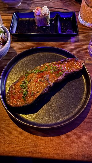 Miso and maple aubergine at Bonsai Plant Kitchen in Brighton