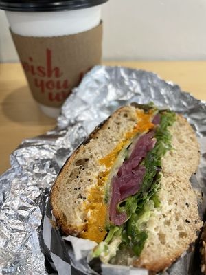 nice demeter vegan bagel sandwich  at Edd's & Flo's in Lancaster