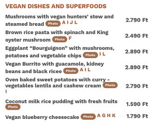 Vegan menu  at Menza in Budapest