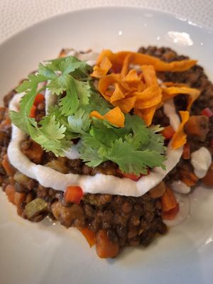 I am not convinced by this combination of sweet potatoes and lentile curry, but wasn't bad at Menza in Budapest