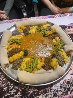 Delicious vegan platter for 4 people   at Cafe Lalibela in Vienna