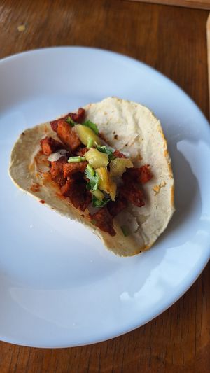 Taquito al pastor 😍 at El Taco Loco Vegano in San Andres Cholula