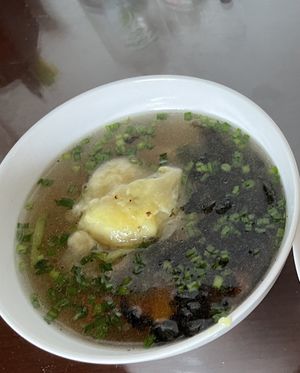 Soup with Vietnamese dumplings    at Chay Sach in Ho Chi Minh City