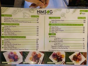 Menu with vegan options marked  at Himsog Eatery in Cagayan De Oro
