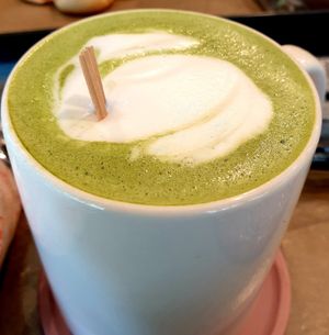 matcha latte... need to ask for soy at Steel Yard in Seoul