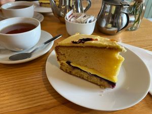 Lemon-blueberry sponge cake at The Shores in Plockton