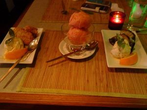 Yummy trio of vegan desserts at Jasmine Thai Restaurant in Exeter