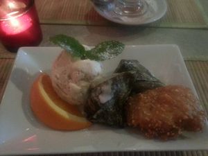 shared desserts at Jasmine Thai Restaurant in Exeter