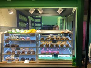 The whole right side is vegan! at Doughnut Time - Leicester Square in London