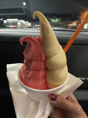 Watermelon Sorbet and Pineapple Dole Whip Vegan FroYo  at Yogurt Mill in Modesto