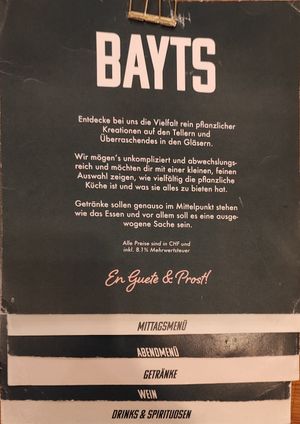 BAYTS MENU at BAYTS in Luzern