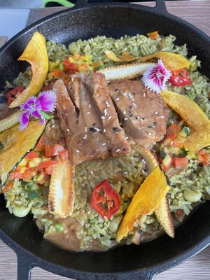 Delicious green rice  at Asianica in Lima