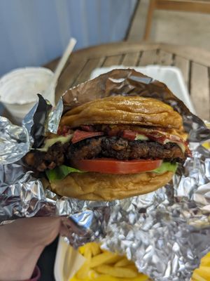 Cheese bacon burger at La ReContra in Lima