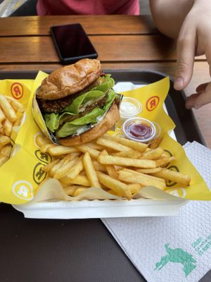 double chicken, fries with mayo and ketchup   at La ReContra in Lima