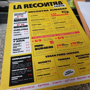 Menú at La ReContra in Lima