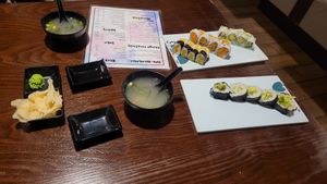 Rolls and tofu soup at OHAYO in Webster