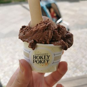 Schokoladensorbet mit Kakaonibs at Hokey Pokey in Berlin