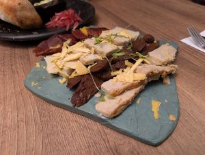 Cheese and meat plate at Pianta in Bogota