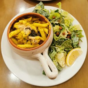 mac n cheese + caesar salad at Cafe Mosaics in Edmonton