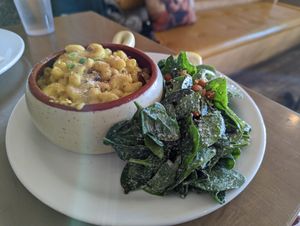 "Stay Gold, Pony Boy" mac n cheese  at Cafe Mosaics in Edmonton