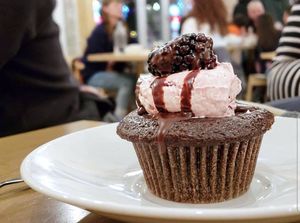 Chocolate Berry Cupcake at Cafe Mosaics in Edmonton