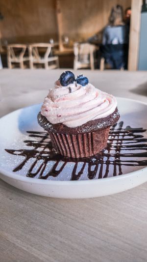 Chocolate Raspberry Cupcake at Cafe Mosaics in Edmonton