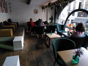 Sitting area upstairs at Spread The Moon in Brussels