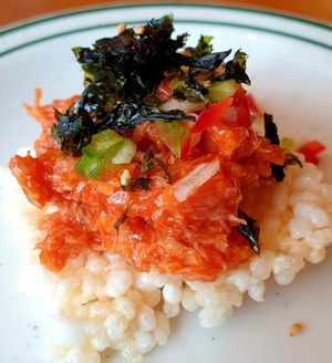 vegan spicy tuna canape at Alt.a in Seoul