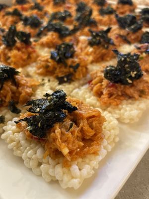 Rice snack topping with plant-based tuna!   at Alt.a in Seoul