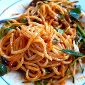 gotta mix up these noodles before eating at Alt.a in Seoul