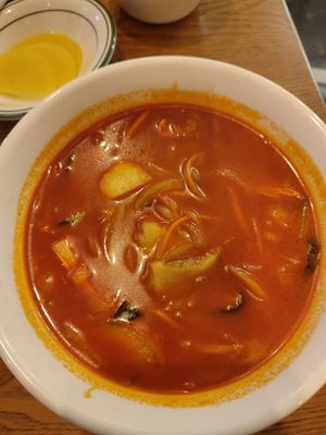 Spicy mushroom soup with rice #Veganuary at Alt.a in Seoul