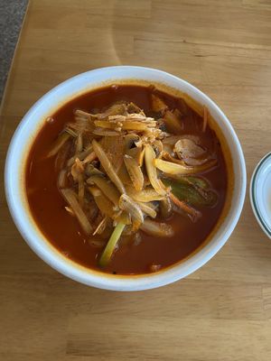 Spicy soup with noodle and mushroom   at Alt.a in Seoul