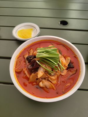 Spicy mushroom soup. Spiciness is pretty okay not too spicy. at Alt.a in Seoul