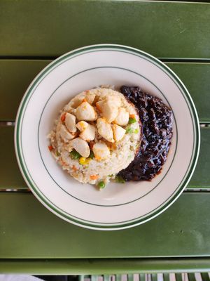 Stir-fried rice with plant-based shrimp at Alt.a in Seoul
