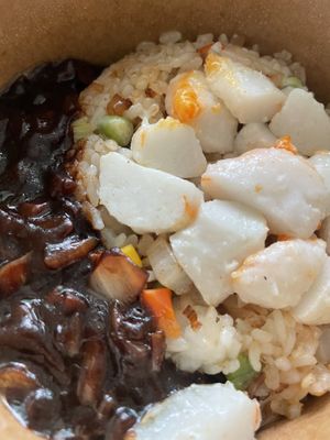 Vegan shrimp fried rice, a bit greasy & shrimp tastes off… but the Jjajang sauce was nice  at Alt.a in Seoul