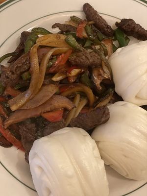 Stir-fried bell pepper with veef & buns  at Alt.a in Seoul