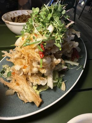 Fried Enoketaki mushrooms!  at Alt.a in Seoul