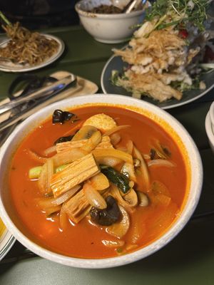 Jjampong (spicy mushroom noodle soup) best thing we had there   at Alt.a in Seoul